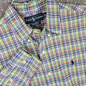 Ralph Lauren Shirt Mens M Multicolor Plaid Custom Fit Cotton Long Sleeve Pony